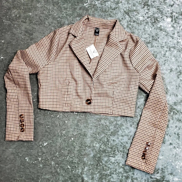 Windsor Brown Houndstooth Cropped Jacket - Picture 1 of 7